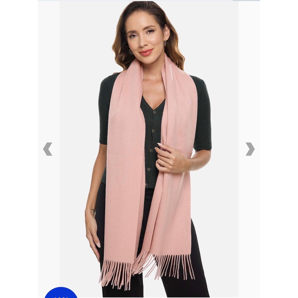 NWT J.S.ONDO 100% Cashmere Made in Italy Fringe Wrap/Scarf in Pastel Pink